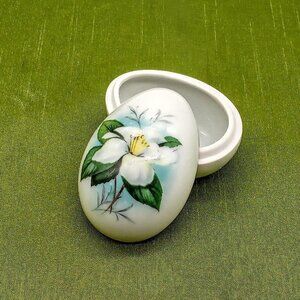 Vintage Chamart France Limoges Porcelain Egg Trinket Box
